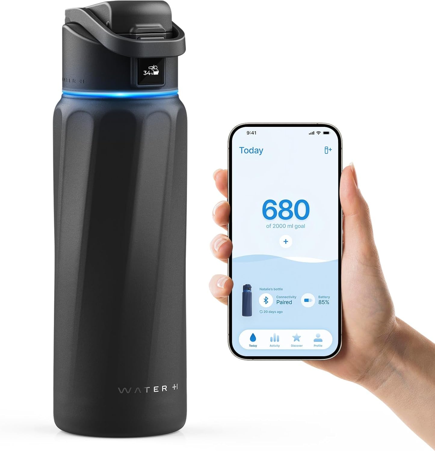 BOOST Smart Water Bottle with Reminder & Tracker, Double Wall Vacuum Insulated Bottles Stainless Steel, 32Oz Bpa-Free Wide Mouth for Gym, Office, School, Ideal Gift for Christmas, Thanksgiving Day