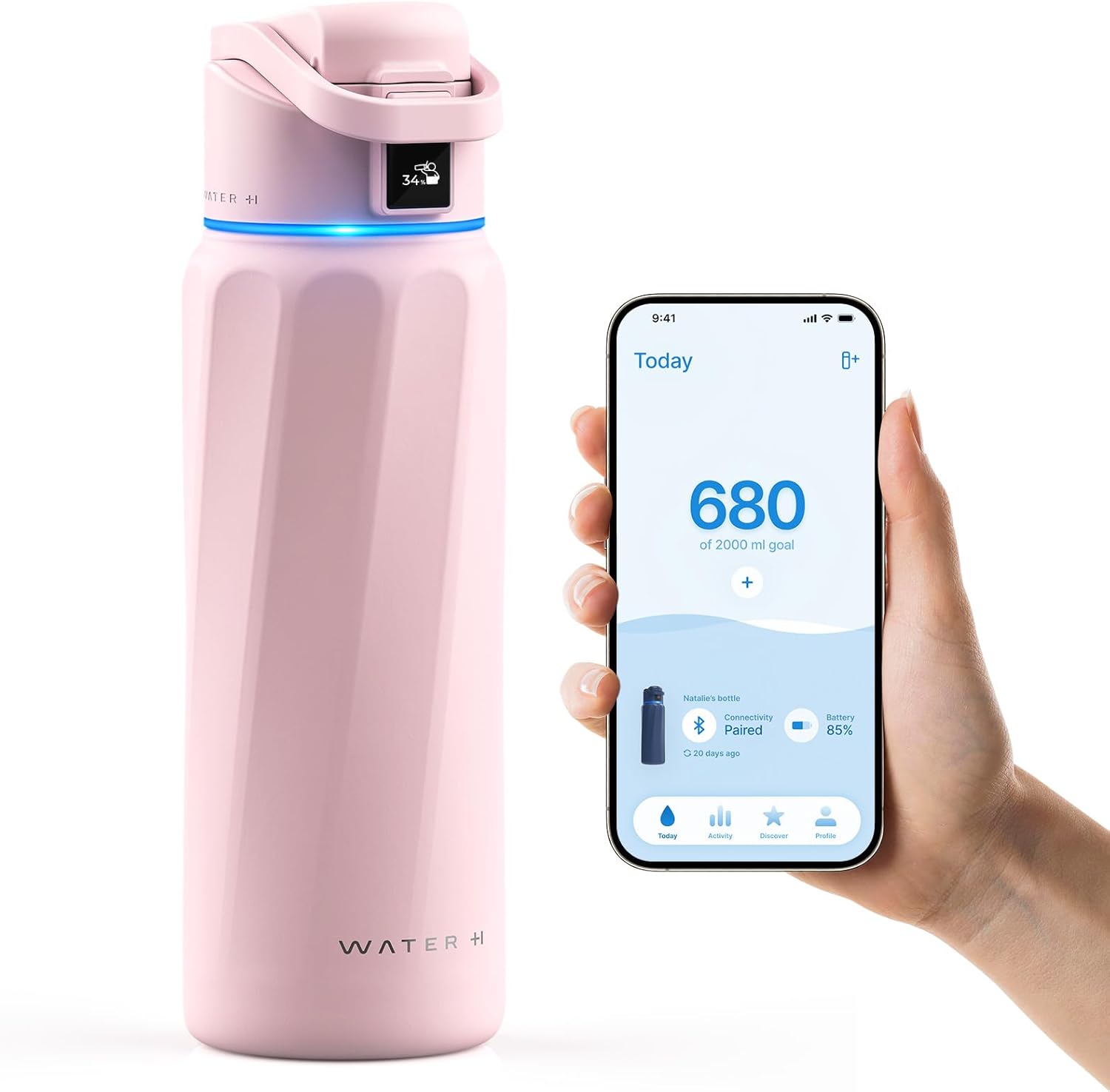 BOOST Smart Water Bottle with Reminder & Tracker, Double Wall Vacuum Insulated Bottles Stainless Steel, 32Oz Bpa-Free Wide Mouth for Gym, Office, School, Ideal Gift for Christmas, Thanksgiving Day