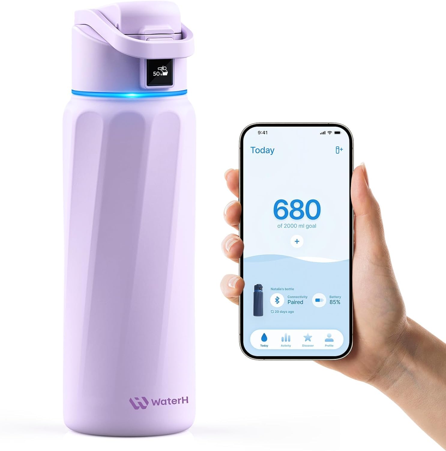 BOOST Smart Water Bottle with Reminder & Tracker, Double Wall Vacuum Insulated Bottles Stainless Steel, 32Oz Bpa-Free Wide Mouth for Gym, Office, School, Ideal Gift for Christmas, Thanksgiving Day