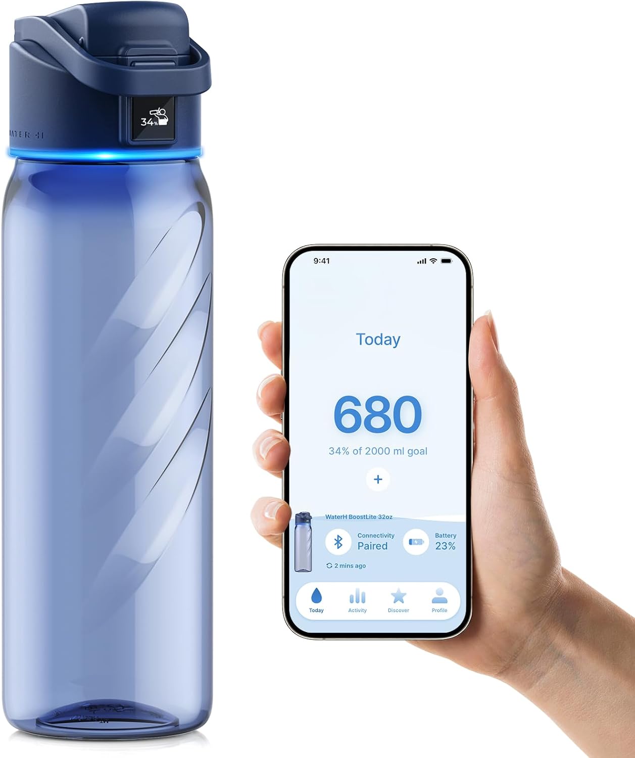 BOOST Smart Water Bottle with Reminder & Tracker, Double Wall Vacuum Insulated Bottles Stainless Steel, 32Oz Bpa-Free Wide Mouth for Gym, Office, School, Ideal Gift for Christmas, Thanksgiving Day