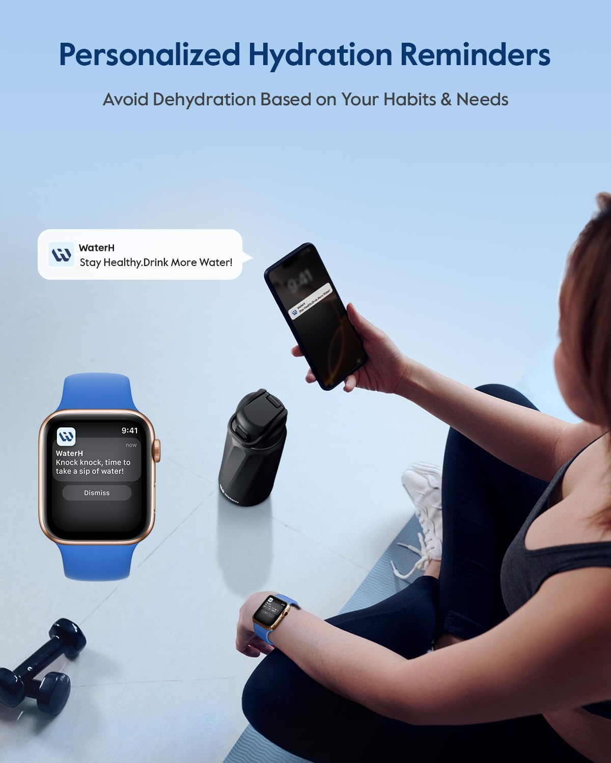 BOOST Smart Water Bottle with Reminder & Tracker, Double Wall Vacuum Insulated Bottles Stainless Steel, 32Oz Bpa-Free Wide Mouth for Gym, Office, School, Ideal Gift for Christmas, Thanksgiving Day