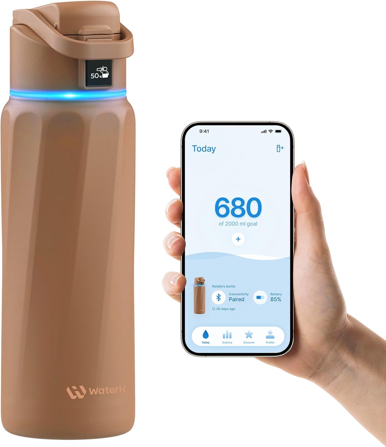 BOOST Smart Water Bottle with Reminder & Tracker, Double Wall Vacuum Insulated Bottles Stainless Steel, 32Oz Bpa-Free Wide Mouth for Gym, Office, School, Ideal Gift for Christmas, Thanksgiving Day