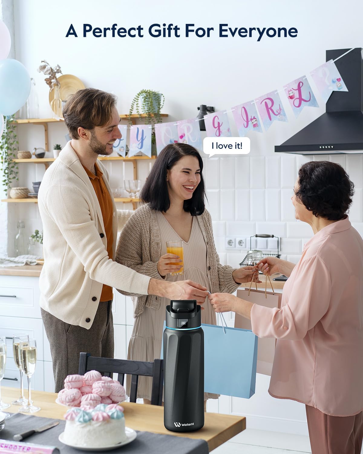 BOOST Smart Water Bottle with Reminder & Tracker, Double Wall Vacuum Insulated Bottles Stainless Steel, 32Oz Bpa-Free Wide Mouth for Gym, Office, School, Ideal Gift for Christmas, Thanksgiving Day