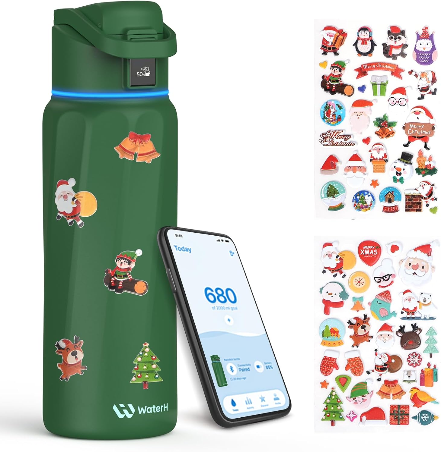 BOOST Smart Water Bottle with Reminder & Tracker, Double Wall Vacuum Insulated Bottles Stainless Steel, 32Oz Bpa-Free Wide Mouth for Gym, Office, School, Ideal Gift for Christmas, Thanksgiving Day